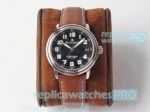 AC Factory Swiss Replica Blancpain Leman Watch Black Dial Brown Leather Strap